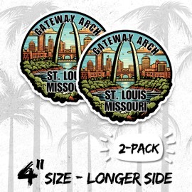 Gateway Arch St. Louis Missouri Magnet 4 Inch 2-Pack – Strong Vinyl Decorative Travel Magnets for Fridge Locker Kitchen Office – Cute Fun Aesthetic Cool Durable & Long-Lasting Souvenir ID44999