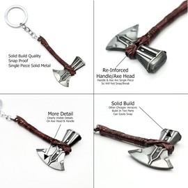 LizMatech Stormbreaker Axe Keyring Thors Viking Axe Not Hammer Mjolnir Keyring New Version for 2020… (Silver Axe Head)