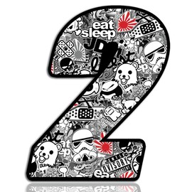 Biomar Labs® 1 x Vinyl Sticker Bomb Wrap Auto Moto Motocross Motosport Start Racing Number 2 Rally Race Car Bike Motorcycle Tuning N 342