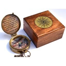 for I Know The Plans I Have for You Engraved Compass with Wooden Box,Jeremiah 29 11,Christian Gifts for Men, Catholic Gifts,Baptism Gifts,Gift Compass,Graduation Gifts for Women Mens Boy Girls-Gifts