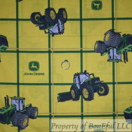 Springs Creative BonEful Fabric FQ Cotton Quilt Yellow Green Plaid JD Tractor Farm Deer Large Kid