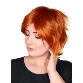 Prettyland C178 - Red Orange Short Hair Layered Fringed Cut Wig for Women And Men