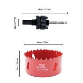 80mm Hole Saw, Drill Bit, LAIWEI A2 Hole Saw Heavy Duty Arbor Hole Cutter for Drilling Wood, Thin Sheet Metal, Aluminum Profile, PVC and Other Materials, Electric Drill Tool(3-5/32"80mm)