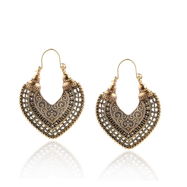 BESHEEK Latch Antique Golden Chandelier Earrings Gala Wedding Style Filigree