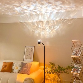 Sunset Lamp Projector with 3D Ocean Wave, 12 Colors Changing & Four Mode with USB Port, RGB Floor Lamp Double Side Lighting with Remote,Creative DIY Mode, 360° Rotation Atmosphere Lamp for Bedroom