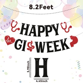 Happy GI Week Banner - Happy GI Nurses & Associate Week Sign, Endoscopy Nurse Decor, Gastroenterology Week Decorations Black Glitter