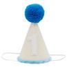 GORNZX Birthday Party Hat with Number 1, Beige with Blue