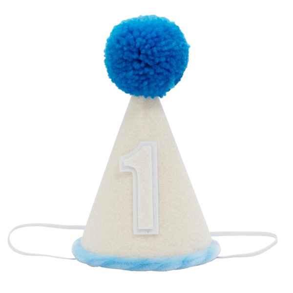 GORNZX Birthday Party Hat with Number 1, Beige with Blue