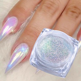 1 Box Holographic Nail Glitter Powder Rainbow Color Neon Effect Nail Art Flakes Decoration Chrome Nail Powder Dust Tip Manicure
