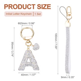 PATIKIL Bling Letter Keychain, Sparkly Initial Keychains Diamond Letters Key Wristlet for Girls Women Bag Decorations Car Backpack Accessories, Silver-A