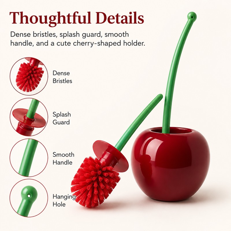 Cherry Shape Toilet Brush with Holder for Bathroom Cleaning –