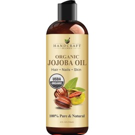 Handcraft Blends Usda Aceite de Jojoba Orgánico - 8 FlOz - Puro y Natural - Aceite de Grado Premium para Rostro, Cuerpo y Cabello - Aceite Antienvejecimiento - Prensado En Frío y Sin Hexanos - El Empa