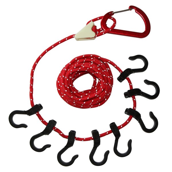 Hanging Chain, Daisy Chain, Nebula Chain with 8 Hooks, Camping, Outdoor, Beach Tent, Organize Small Items, Adjustable up to 169.2 inches (430 cm), (Red)