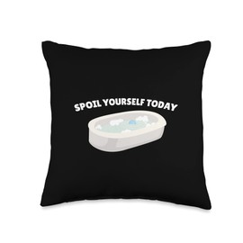Kawaii Bath Bomb Bathtub Spoil Yourself Today Relaxing Quote Throw Pillow