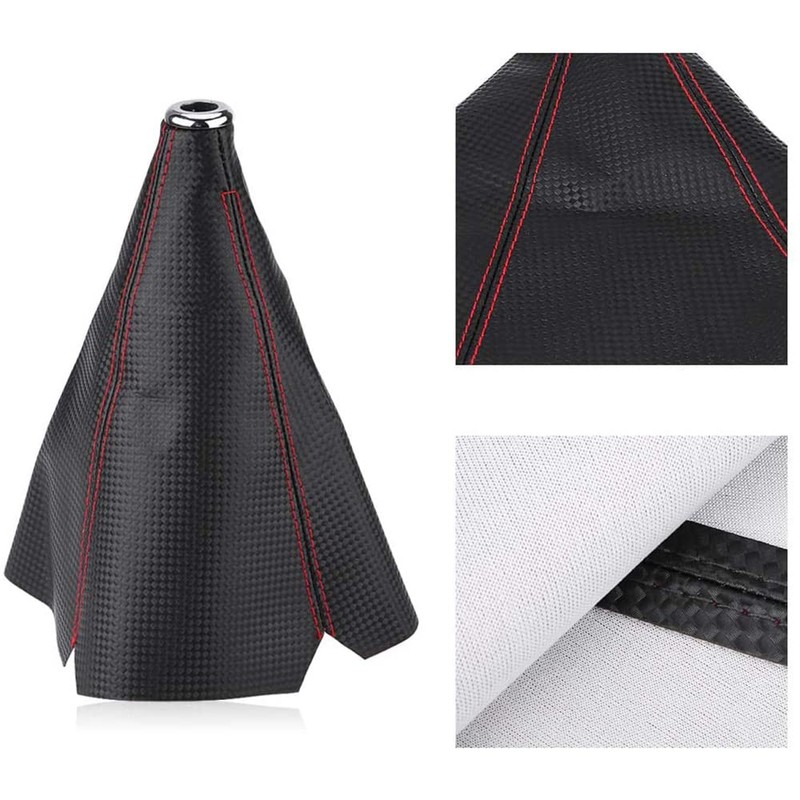 CENPEK Car Shift Knob Cover-Universal Stitch Black PVC Leather Manual