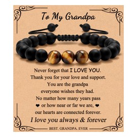 To Mens Gifts Bracelet for Dad Son My Man Boyfriend Husband Brother Grandson Grandpa Bonus Dad Nephew Uncle Birthday Father's Day Anniversary Graduation Christmas Gifts for Him Tiger Eye Mens Bracelet