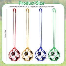 QINLECTRI 4 PCS Soccer Ball Net, Size 3/4/5, Blue/Green/Red/Yellow, Nylon, 47.2in (1.2m), Soccer Training, Kicking Practice