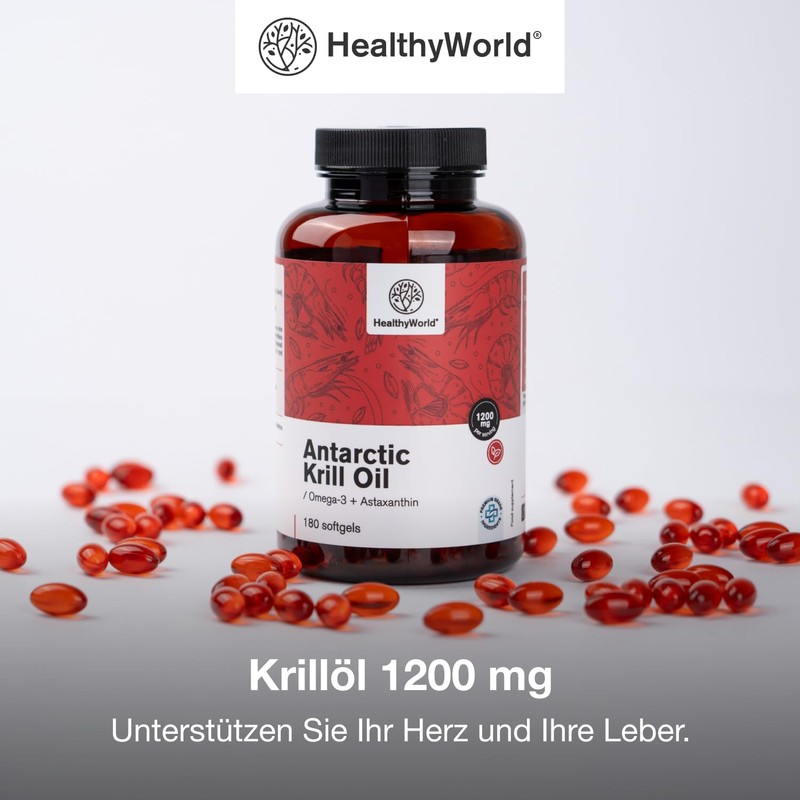 HealthyWorld Krill Oil 1200 mg - 180 Soft Capsules -