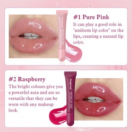 Fengyang® Peptide Tinted Lipstick, Plumping Peptide Lip Gloss, Voluminous Lip Balm, Shiny Plumping Lip Gloss, Nourishing Lip Care Long Lasting for Women Girls (2 Pieces)