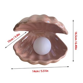 Koolouispoper Ins Japanese Style Ceramic Shell Pearl Night Light Streamer Mermaid Fairy Shell Night Lamp for Bedside Home Decoration Xmas Gift (White)