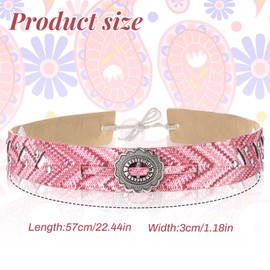 Pink PU Leather Cowgirl Hat Band, Cowboy Hat Band Decorative Fedora Panama Strap Belt Ethnic Western Rural Hats Belts, Western Hats Bands Replacement Hatband for Women Girls Straw HatBeach Cap