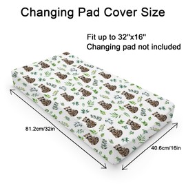 Cute Raccoon Green Leaves Baby Changing Pad Covers for Boy Girl 32''x16'' Mother Baby Raccoon Fitted Diaper Change Table Sheets Animals Boho Retro Leaves Soft Breathable Cradle & Bassinet Sheets
