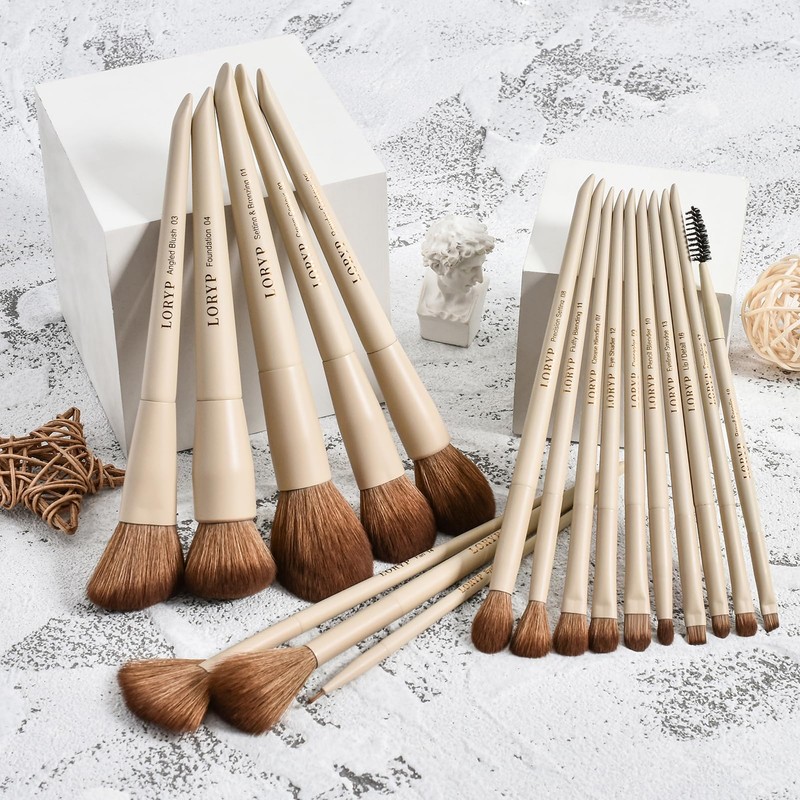 LORYP Makeup Brushes Set Labeled 18 Piece Face and Eye