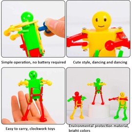mciskin Funny Spring Wind-up Dancing Walking Robot Toy for Kids,Robot Playset for Kids Role Playing,Robots Theme Party Activity,Christmas,Birthday,Gifts(3pcs,Random color)