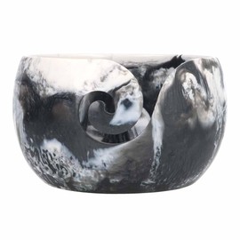 Scheepjes - Scheepjes Plastic Black and White Marbled Effect (15x9cm) Handmade Yarn Bowl for Crocheting and Knitting Craft Projects - 1 Piece