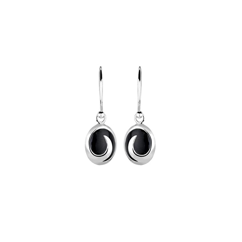 Elli Women's Earrings Wave Design with Onyx in 925 Sterling