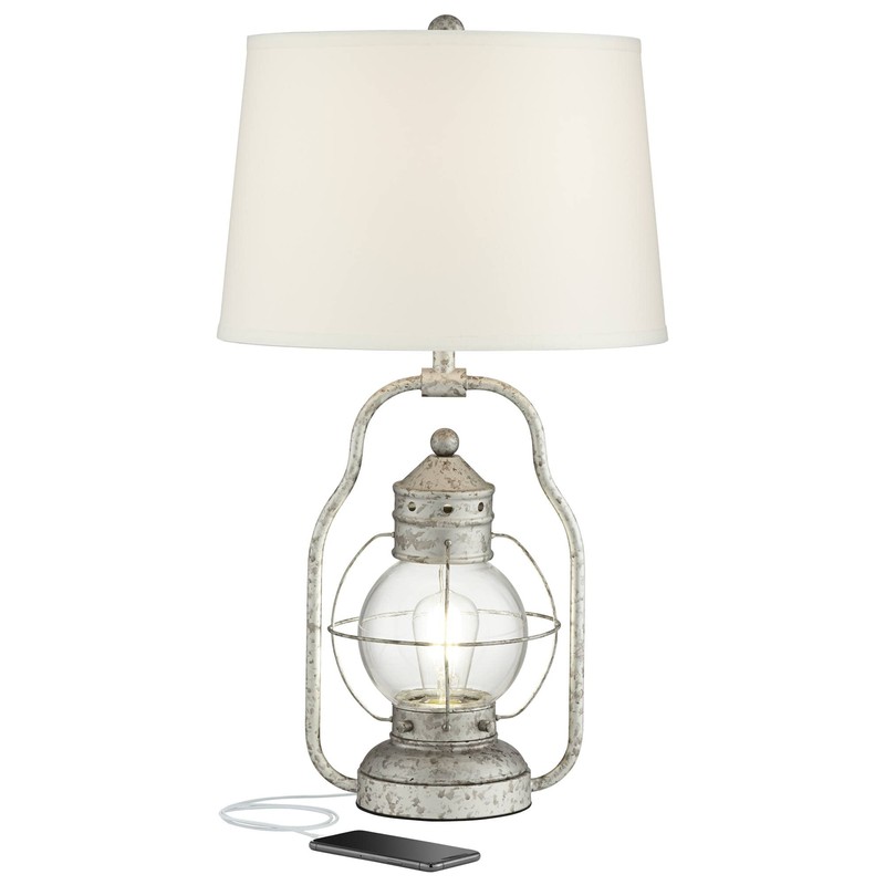 Franklin Iron Works Bodie Rustic Industrial Table Lamp with USB