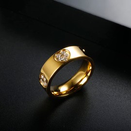 JINHUI Cubic Zirconia Heart Band Rings for Women, Cute Love Heart Plain Stackable Finger Ring Wedding Love Promise Ring, Size 6