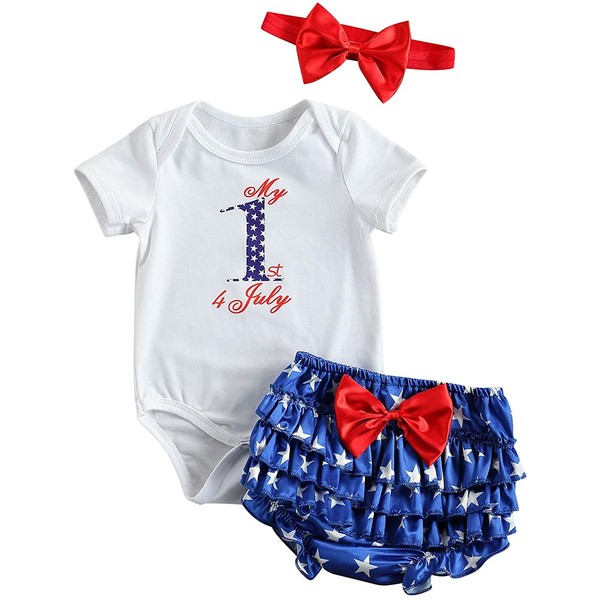 Infant Baby Girl Shorts Outfit Set 4th of July Romper