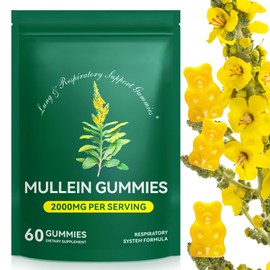 Mullein Gummies 2000mg for Lungs, Enhances Immune Function, Promotes Digestive Health, Mullein Leaf Extract for Lung