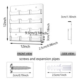Lincia 2 Pieces Acrylic Business Card Holder Wall Mount Clear Sticker Display Rack Multiple Clear Acrylic Card Organizer Sticker Display Stand Pre Drilled Index Card Storage(12 Pockets)