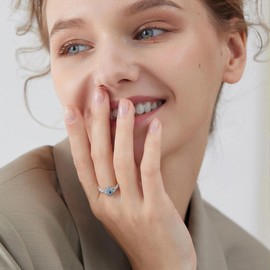 Evil Eye Ring Sterling Silver Turkish Evil Eye Rings Nazar Amulet Evil Eye Jewellery for Women Size Q