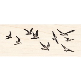 Beeswax Small Seagulls Beeswax Rubber Stamp Mounted Animals Birds Wildlife Scenic