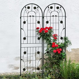 2 Pack Metal Garden Trellis - 19.7"W x 71"H Rustproof Climbing Plant Supports with Powder Coating (for Roses/Ivy/Grapes & Wedding Decor) - option: 2 Pack-Black