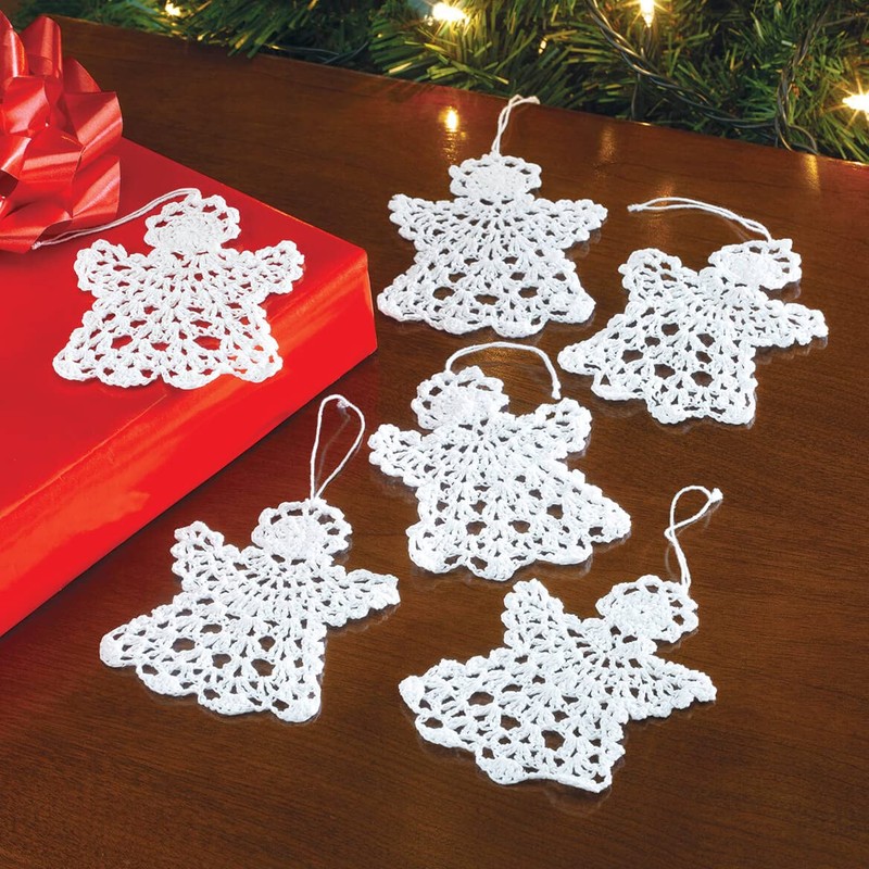 HOLIDAY PEAK Crocheted Angel Ornaments, Set of 6