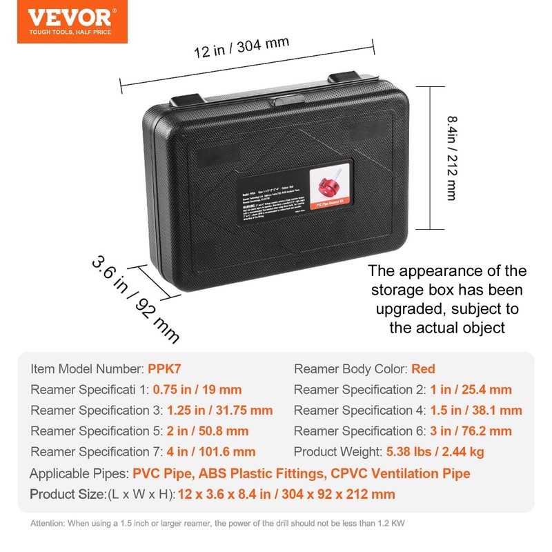 VEVOR PVC Pipe Reamer Kit, Aluminum Alloy, PVC Pipe Fitting