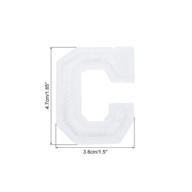 MECCANIXITY Letters C Patches White Iron-On Letters C Patch Sew Sew Embroidered Applique Patches 4.7cm/1.85 Inch Hot Melt Adhesive Process for Clothing Repair Backpack Jean,Pack of 9