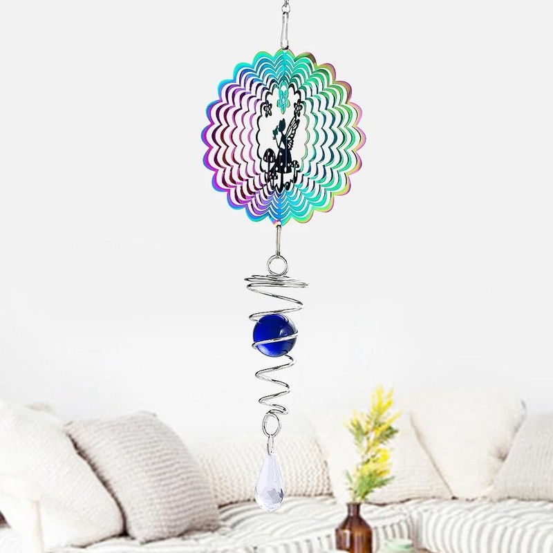 Tiudium Fairy Kinetic Gradient Color Wind Spinner Sculpture 3D Wind