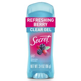 Secret Fresh Antiperspirant Deodorant for Women, 72hr Breathable Sweat & Odor Protection, Instant Freshness & Gentle, PH Balancing Minerals, Clear Gel, Refreshing Berry Scent, 3.4 oz