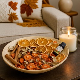 Fall Potpourri - Dried Orange Slices & Cinnamon Sticks, Orange Scented Potpourri Dried Flowers, Decorative Bowl Vase Filler, Home Fragrance, Bathroom Decor