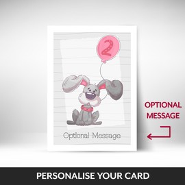 Dog 2nd Birthday Cards for Girls - Scruffy Grey Dog 2yr Bday Cards for Little Girl on her 2nd Bday - Age 2 Birthday Card for Daughter, Granddaughter, Niece or Goddaughter