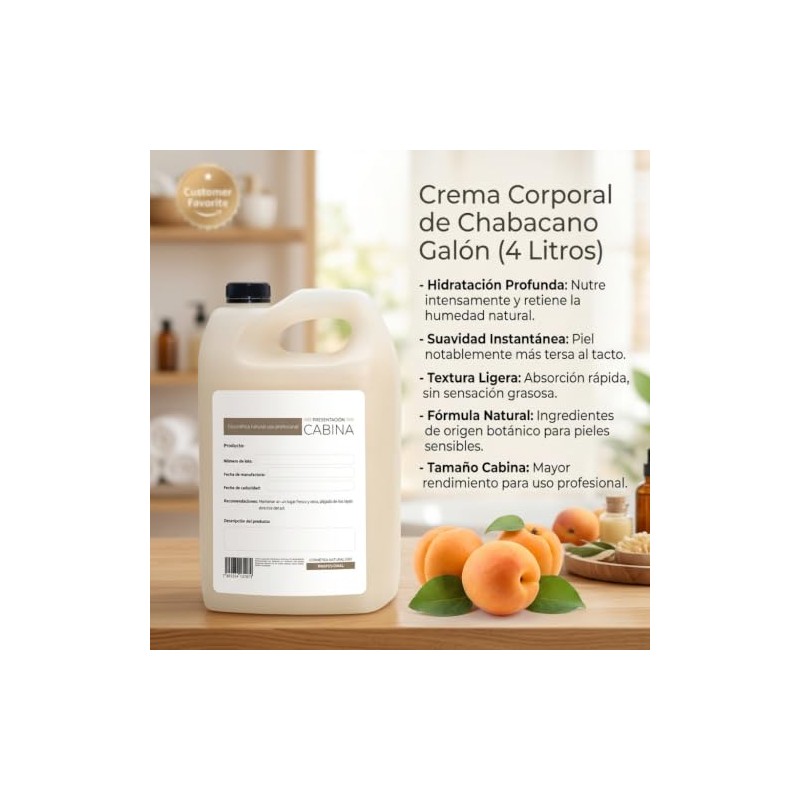Crema Corporal Vegana Líquida Hidratante Chabacano 1 Galón | A