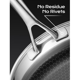 KOBACH Stainless Steel Nonstick Wok Pan with Lid, 12-Inch Induction & Gas Stove Compatible, Dishwasher Safe Non-Stick Frying Pan for Cooking