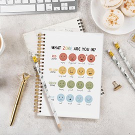 MOFUYU Therapy Journal,Mental Health Journal, Emotional Zones Journal for Teens and Girls, Mood Chart Guided Notebook for Mental Health Gifts, Psychology Gifts,Self Care & Reflection Spiral Notebook 5.5x8.3"