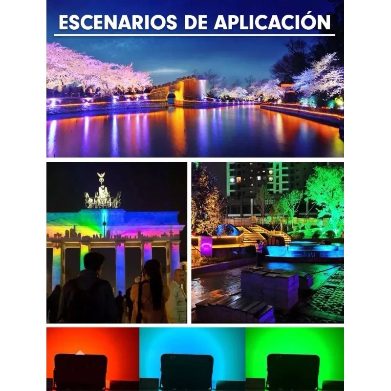 Naymon 10pz Reflector Lampara Led Rgb Iluminacion Color 30w