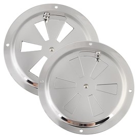 Vegena 2 pieces stainless steel ventilation rosette, 125 mm round fan, lockable ventilation plate, fan plate, gill fan, stainless steel grill, ventilation slider for smoker, boat, camper, house and